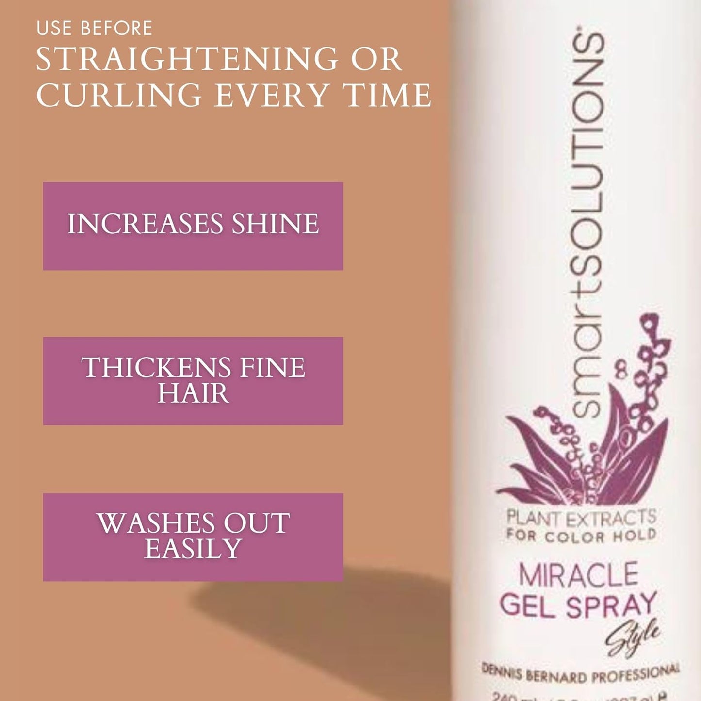 SMART SOLUTIONS Miracle Gel Spray - 8 Oz | 24-Hour Hold | Non-Flake & Paraben-Free Formula