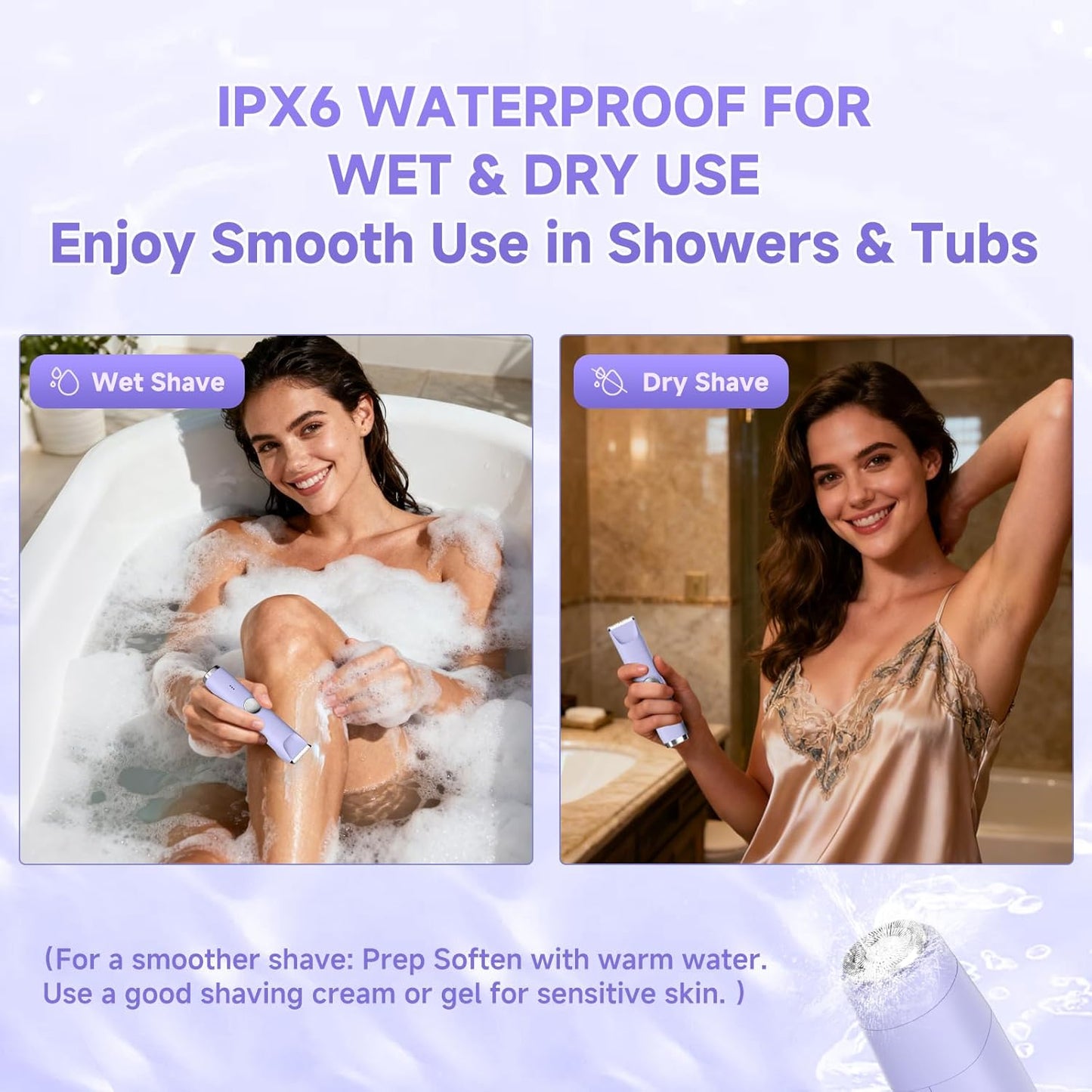 Skiennix Bikini Trimmer - 3-in-1 Electric Razor for Smooth Shaving | Cordless, USB-C Charging, Purple