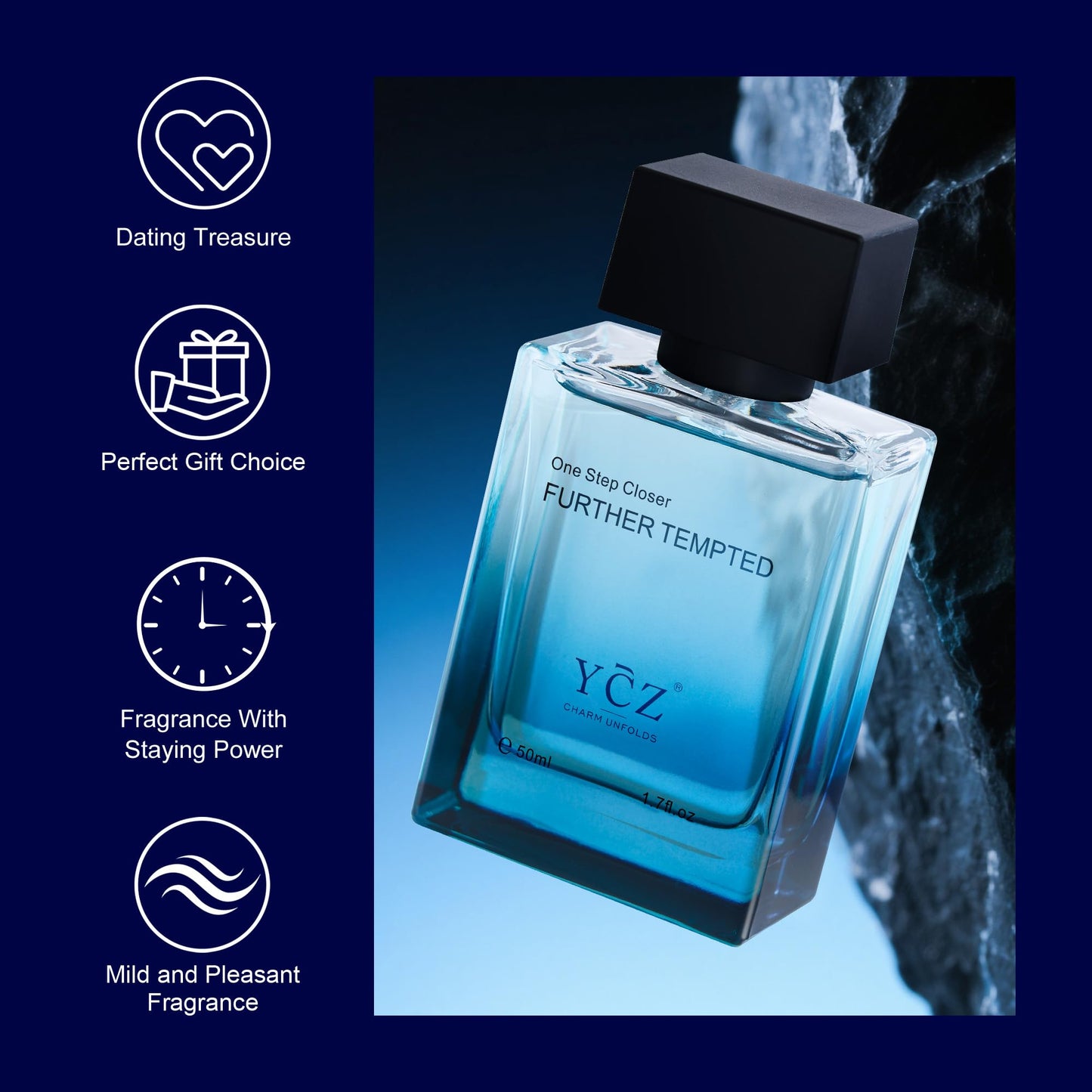 Ycz Men's Blue Wood Shadow Perfume for Men, 1.7 oz. Long Lasting Eau De Parfum Cologne For Men, Daily Use Men's Casual Cologne, A Signature Scent Great Holiday Gift A Gift for Any Occasion