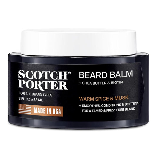 Scotch Porter Conditioning Beard Balm - Smooth, Shape & Moisturize Coarse Facial Hair - Original Scent, 3 oz. Jar
