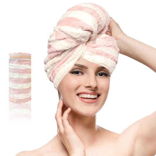 Chloven Large Microfiber Hair Towel Wrap for Women - Anti Frizz Hair Turbans, Super Absorbent & Lightweight, Ideal for Curly Long Hair with Elastic Strap