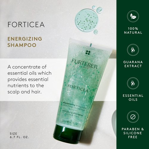 Rene Furterer Forticea Strengthening Shampoo - Energize Scalp with Rosemary & Niacinamide - Sulfate-Free, Gentle Daily Formula