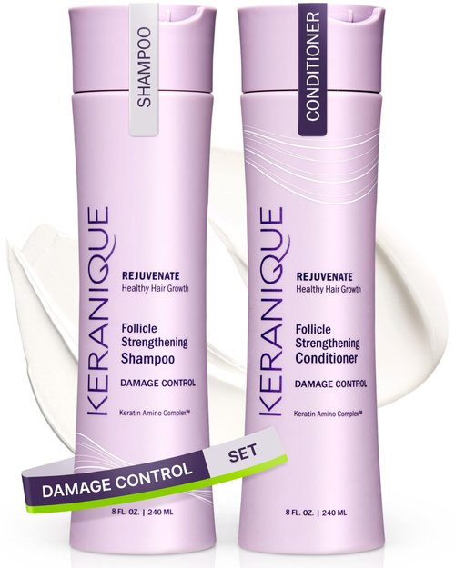 Keranique Damage Control Anti-Breakage Shampoo & Conditioner for Damaged, Thinning Hair – Intense Repair, Strengthening with Keratin, Biotin, Panthenol – Sulfate & Paraben Free, Keratin Amino Complex™