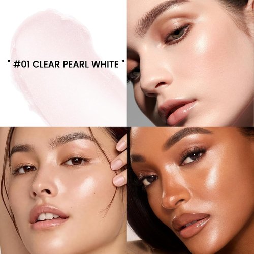 HOSAILY Pearl White Highlighter Stick - Achieve Glass Skin with Long-Lasting Dewy Radiance | Multi-Use Makeup Balm