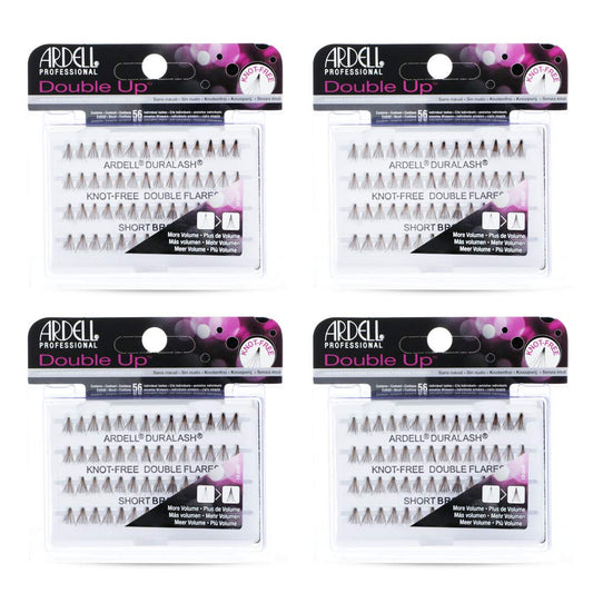 Ardell False Eyelashes Double Up Individuals, Knot-Free Short Brown, 4 Pack