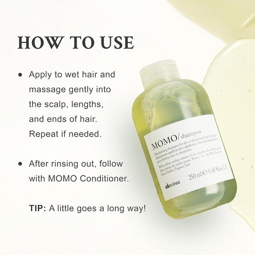 Davines MOMO Moisturizing Shampoo & Conditioner - Softens & Adds Shine for Dry Hair | Detangling Formula