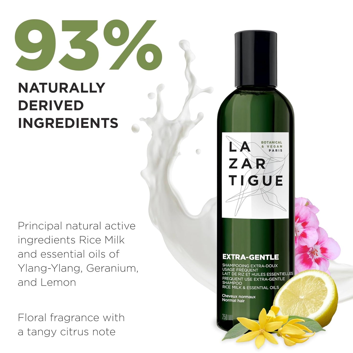 Lazartigue Extra Gentle Hair Shampoo - Vegan Formula Prevents Irritations & Dandruff | Enhances Strength & Shine