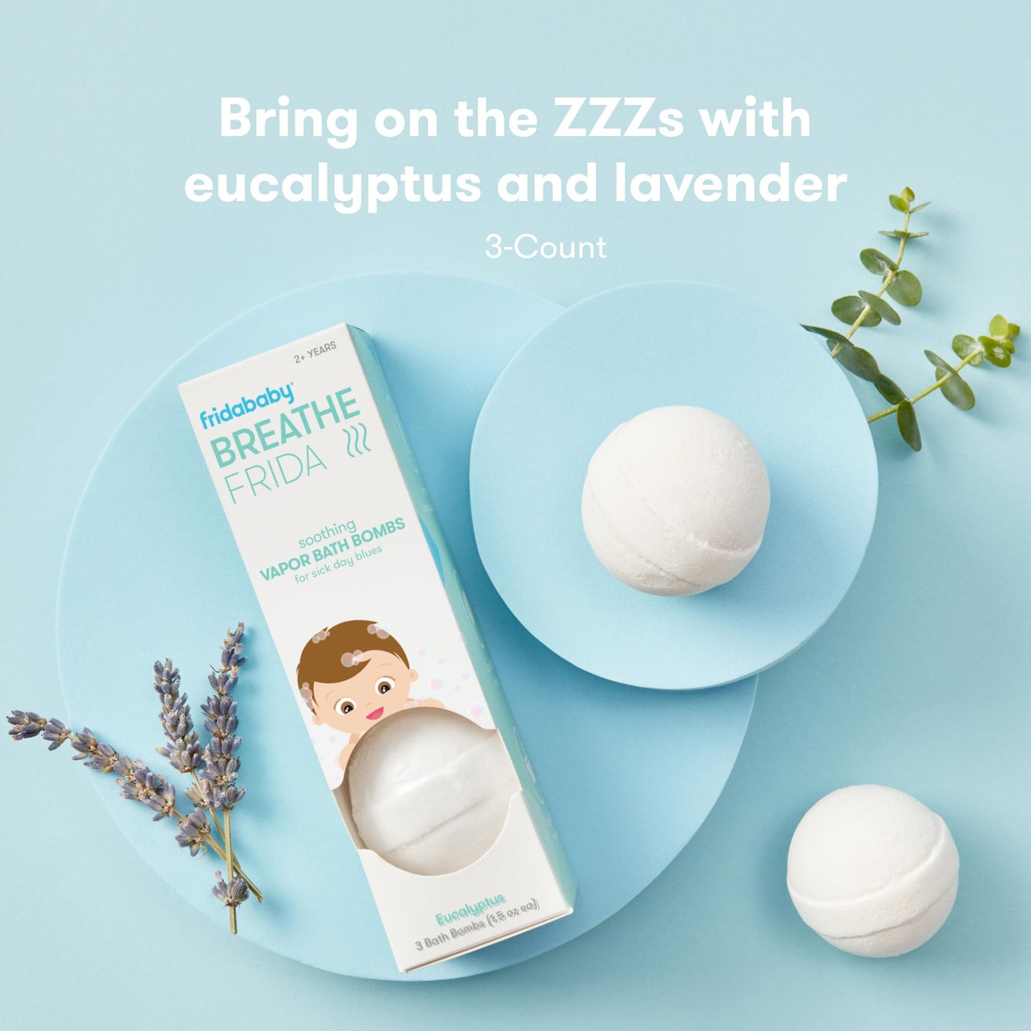 Frida Baby Natural Vapor Bath Bombs for Toddlers & Kids, Easter Basket Stuffer for Kids, Eucalyptus Essential Oil Bath Bombs for Aromatherapy, 3 Count