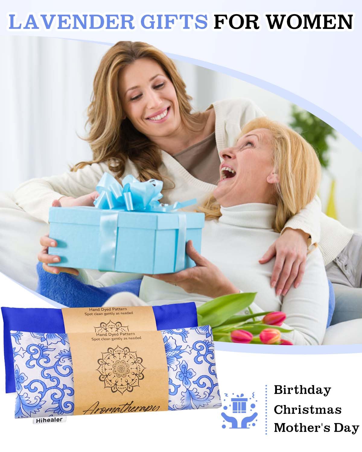 Lavender Eye Mask for Sleeping - Weighted Eye Pillow Heated for Headache, Sinus, Dry Eyes Relief, Moist Heat Eye Compress for Yoga, Meditation - Relaxation Gifts for Women