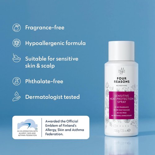 No Nothing Sensitive Heat Protection Spray - Vegan, Unscented Hair Protectant | Travel Size Frizz Control