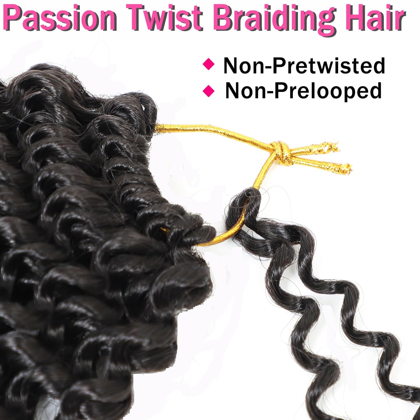 Passion Twist Hair 30 Inch 7 Packs Water Wave Crochet Hair Black Wrap Braiding Hair For Passion Twist Crochet Hair/Butterfly Locs/Spring Twist Crochet Braids Boho Hair Extension (30inch,7pc,1B#)