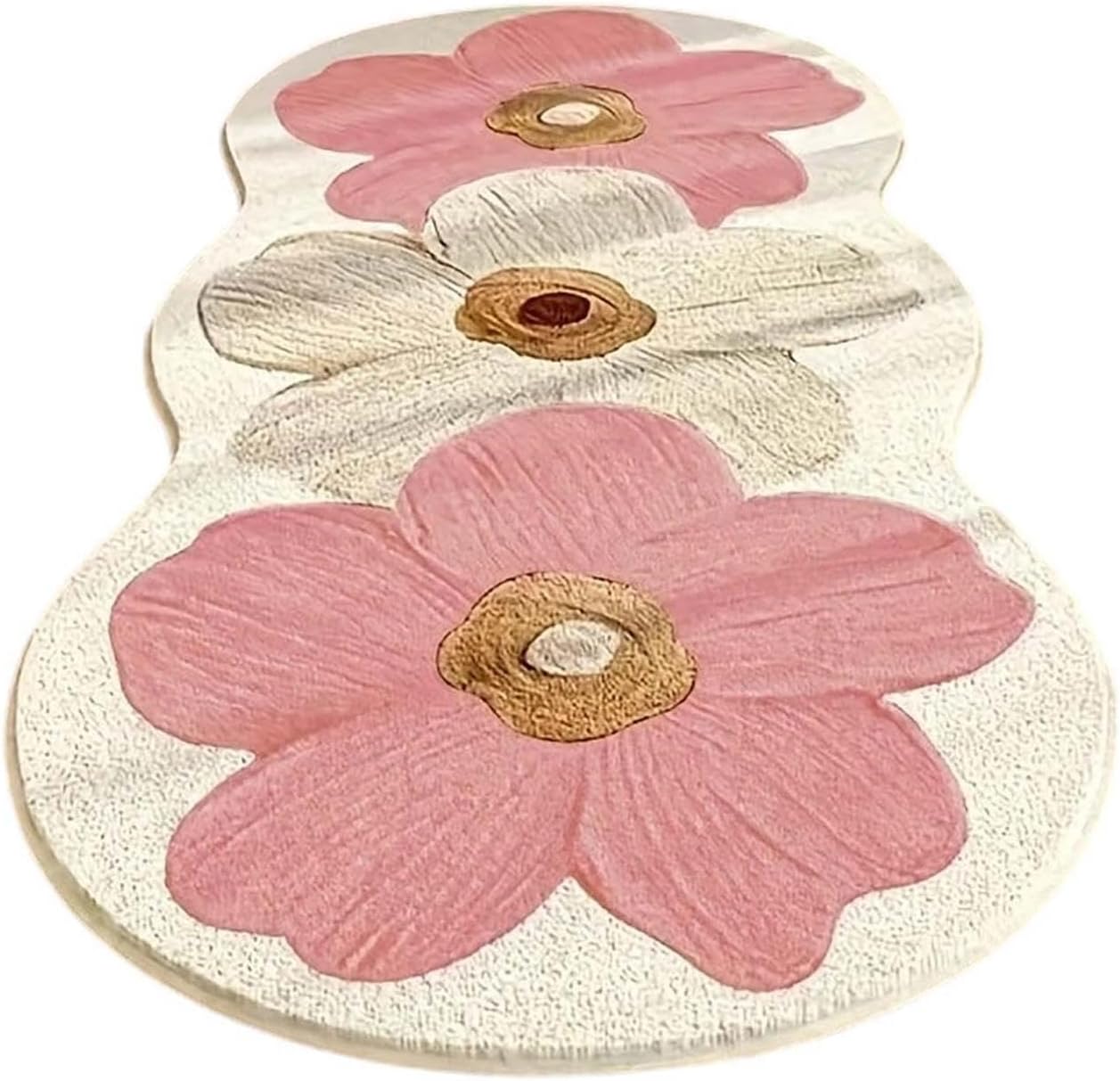 Skiennix Spring Floral Pattern Bedroom Rug - Soft Non-Slip Washable Floor Mat | 47.2" x 15.7" Pink Decor