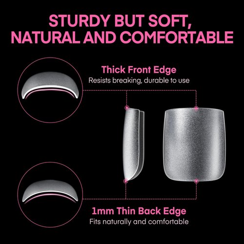 UNA GELLA Square Toe Nail Tips Big Long 312Pcs 15Sizes, Full Cover Soft Gel Toes Nail Tip Pre-etched Fake Acrylic Toe Nail Press Ons For Big Toes Nail Extensions Pedicure Home DIY Nails Salon Soak Off