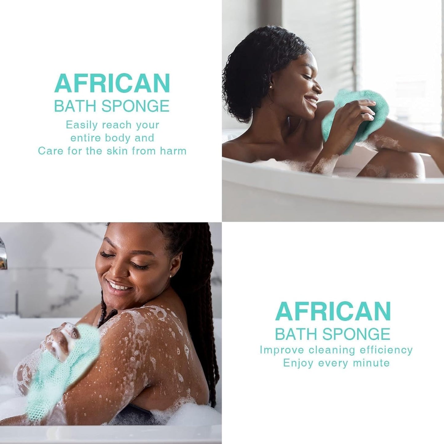 UJFQBH African Bath Sponge - Exfoliating Net Shower Scrubber for Smooth Skin | Green Color