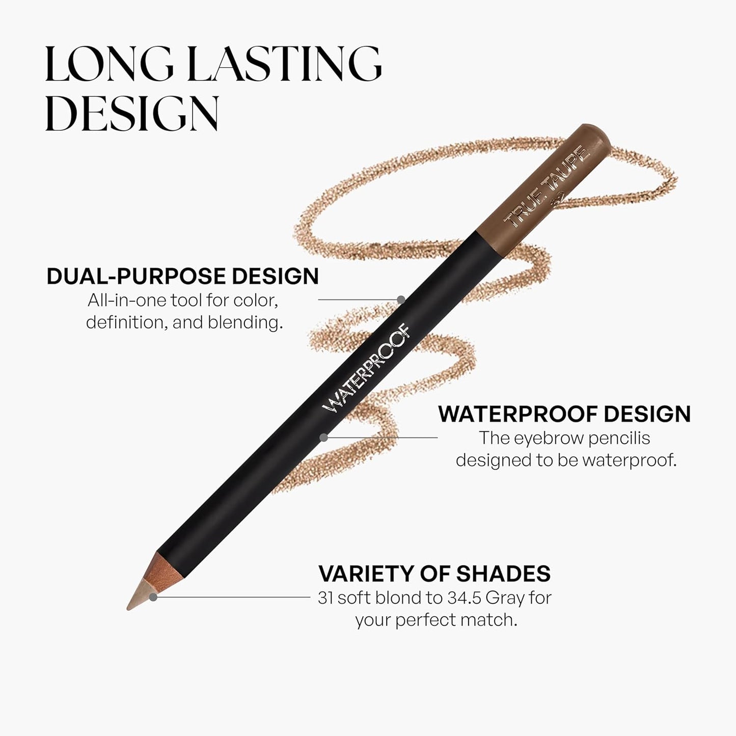 Sorme Waterproof Eyebrow Pencil - Smudgeproof Soft Blonde Shade | Dual-Ended Brow Pencil & Brush | 0.04 oz