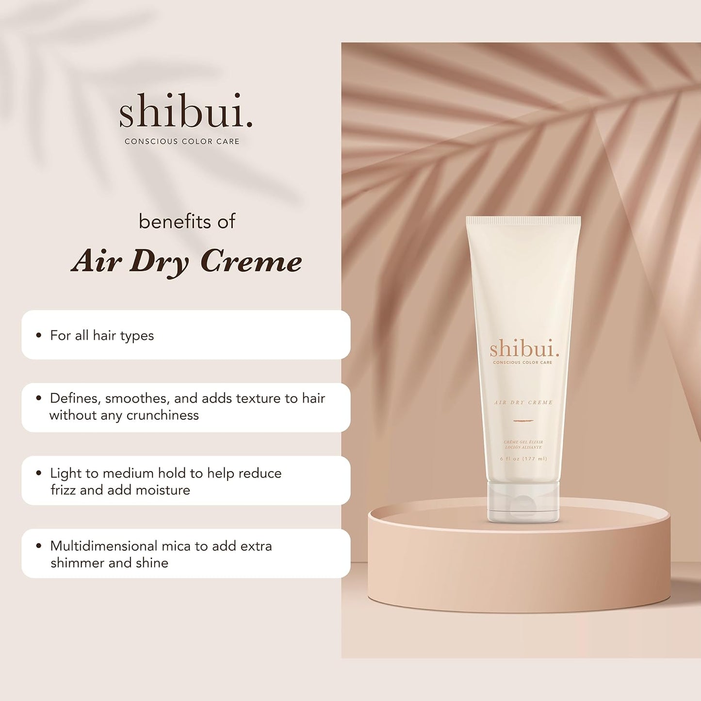 Shibui Air Dry Creme - Tame Frizz & Enhance Shine | Nourishing Vegan Formula, 6oz