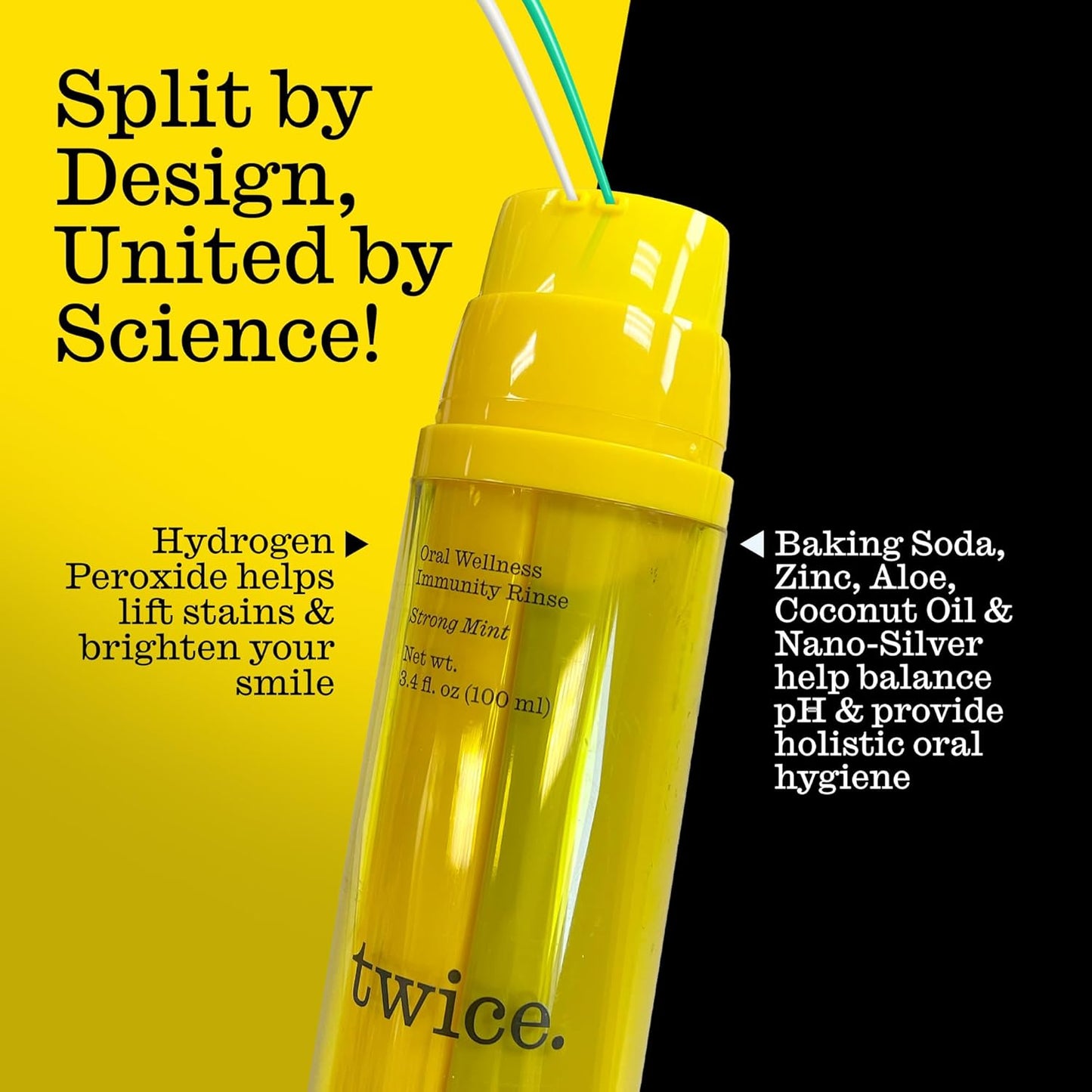 Twice Immunity Mouthwash - pH Balanced, Alcohol-Free, Strong Mint Flavor for Fresh Breath | 3.4oz, 70 Uses