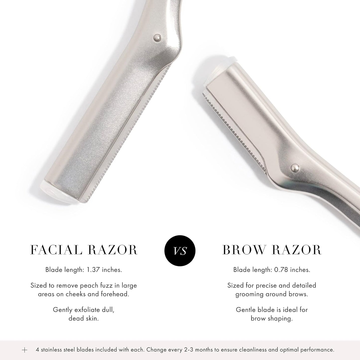 Tweezerman Stainless Steel Facial Razor - Precision Grooming Tool for Smooth Skin
