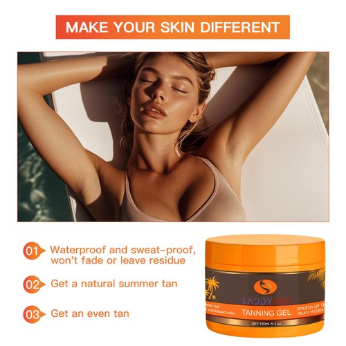 Intensive Tanning Gel,Natural Tanning Accelerator Cream, Luxury Tan Enhancer for Sunbeds and Outdoor Sun,Brown Tanning Gel,Moisture and Hydration -5.3 oz