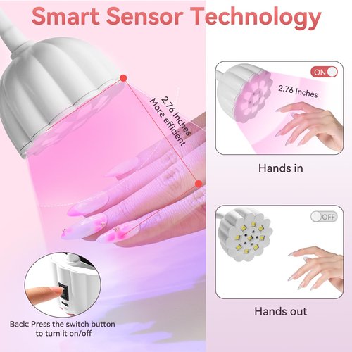 Makartt UV LED Nail Lamp - Gooseneck 58mW/cm² Flash Cure Lamp Rechargeable UV Light for Gel Nails with 4 Times & Auto Sensor USB Cordless Fast Curing Nail Art Design for Salon Home DIY (White)