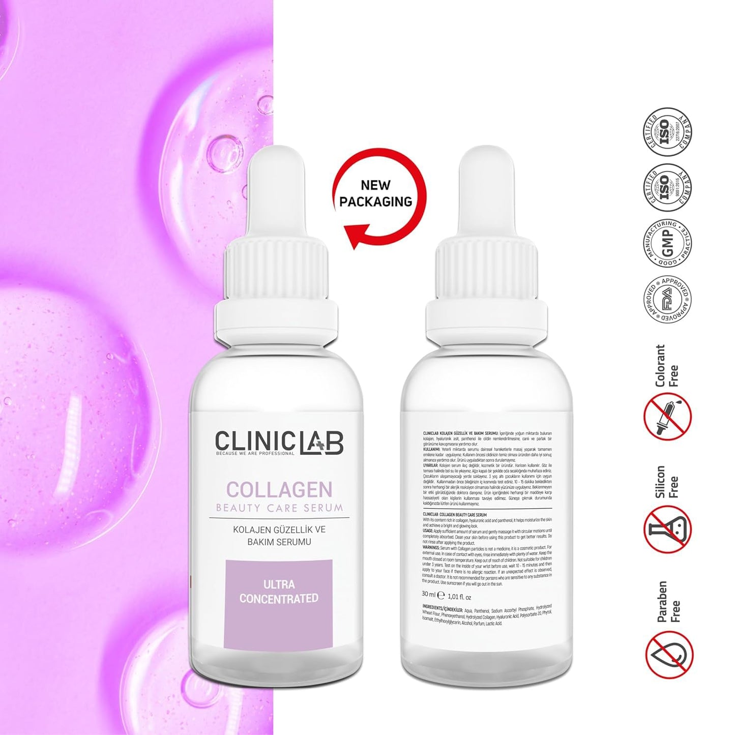 Skiennix Collagen Serum - Hydrating & Skin Tightening with Hyaluronic Acid & Panthenol | 1.01 fl oz