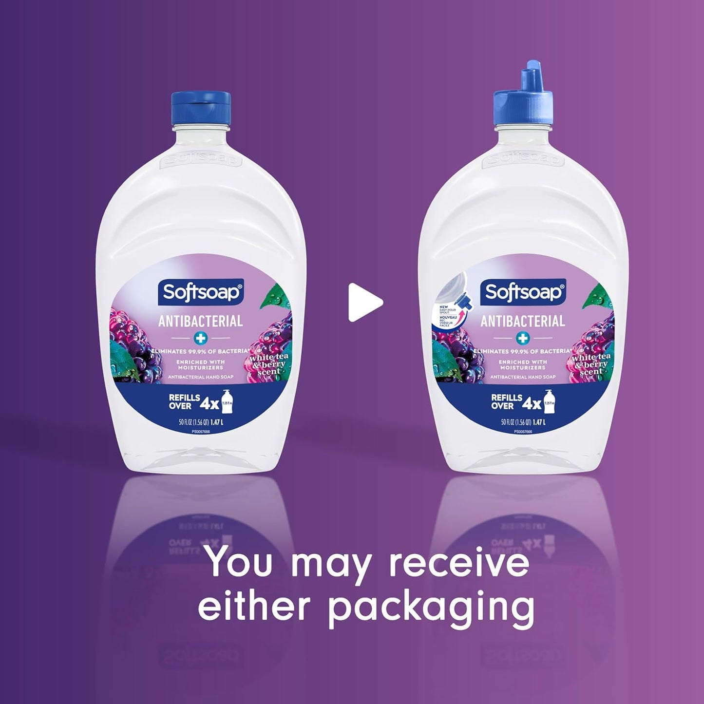 Softsoap Antibacterial Liquid Hand Soap - White Tea & Berry Scent | 50 Fl Oz Refill for Kitchen & Bathroom