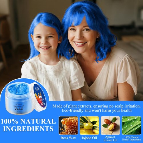 Magic Master Keratin Hair Color Wax - Instant Temporary Hair Dye for Kids & Adults | Blue - 3.4 Fl Oz