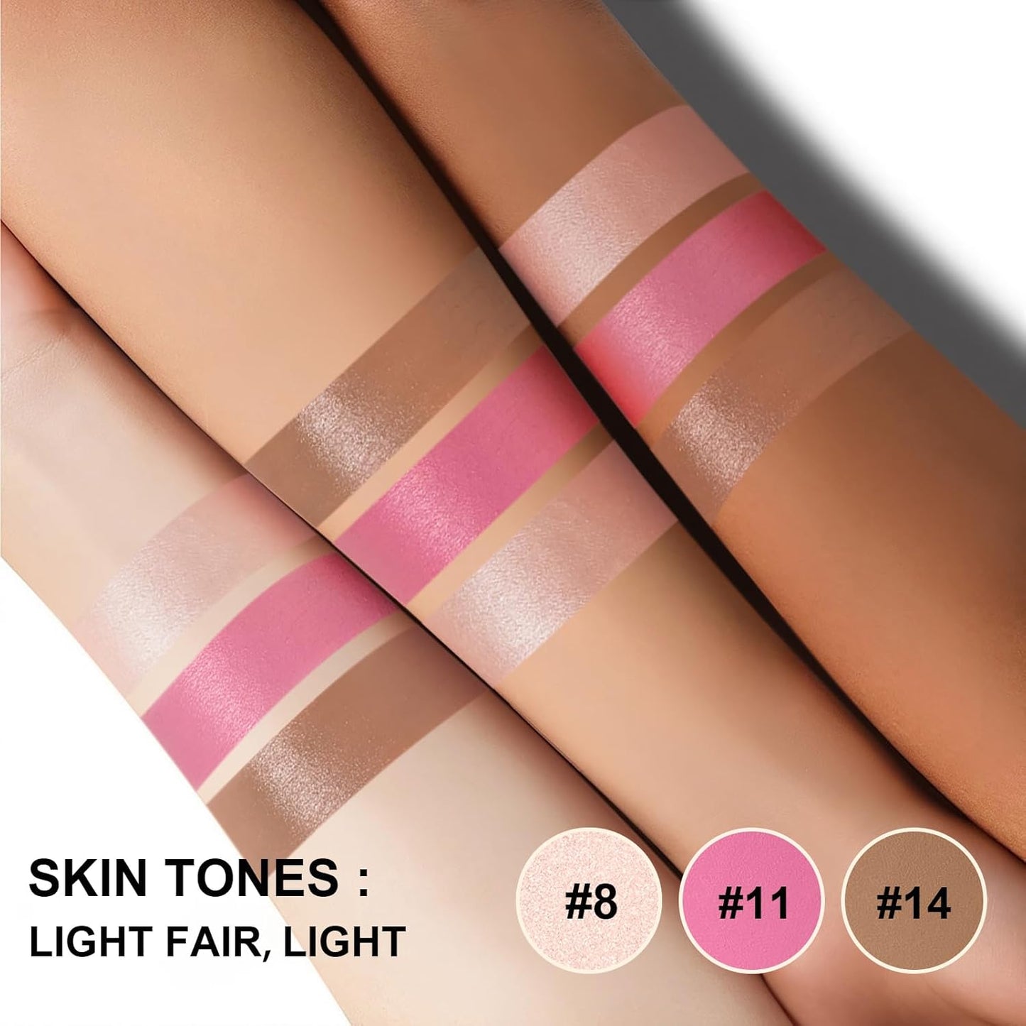Lezero 3Pcs Contour Stick Makeup Kit, Shades with Highlighter, Blush and Bronzer Stick for Sculpt the Face and All Skin Type, Long Lasting, Smooth, Dewy & Matte Finish, LIGHT