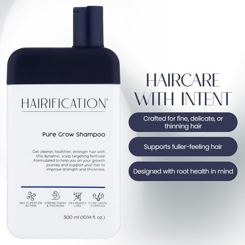 Pure Grow Shampoo - Lightweight Daily Cleanser for Fine Thinning Hair | Refreshing Scalp & Volume Boost - 300ml