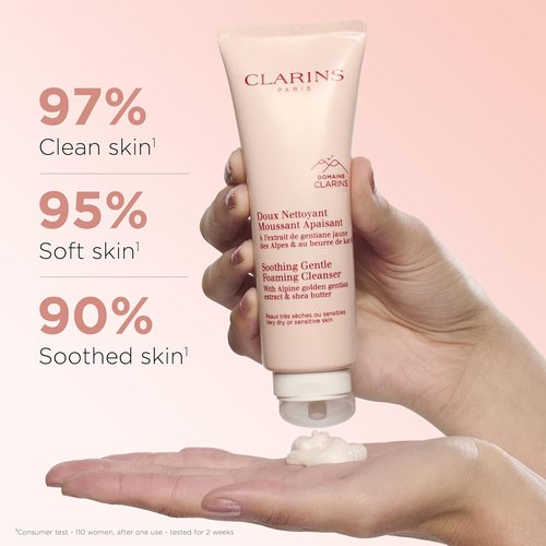 Clarins Soothing Gentle Foaming Face Cleanser - Nourishing Shea Butter | Soap-Free & SLS-Free | For Very Dry or Sensitive Skin