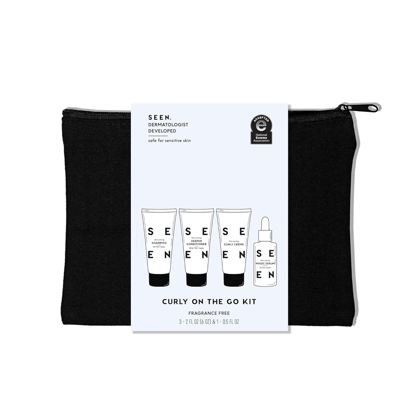 SEEN Curly On The Go Kit - Fragrance-Free Curl-Defining Hair Bundle | Non-Comedogenic & Safe for Sensitive Skin