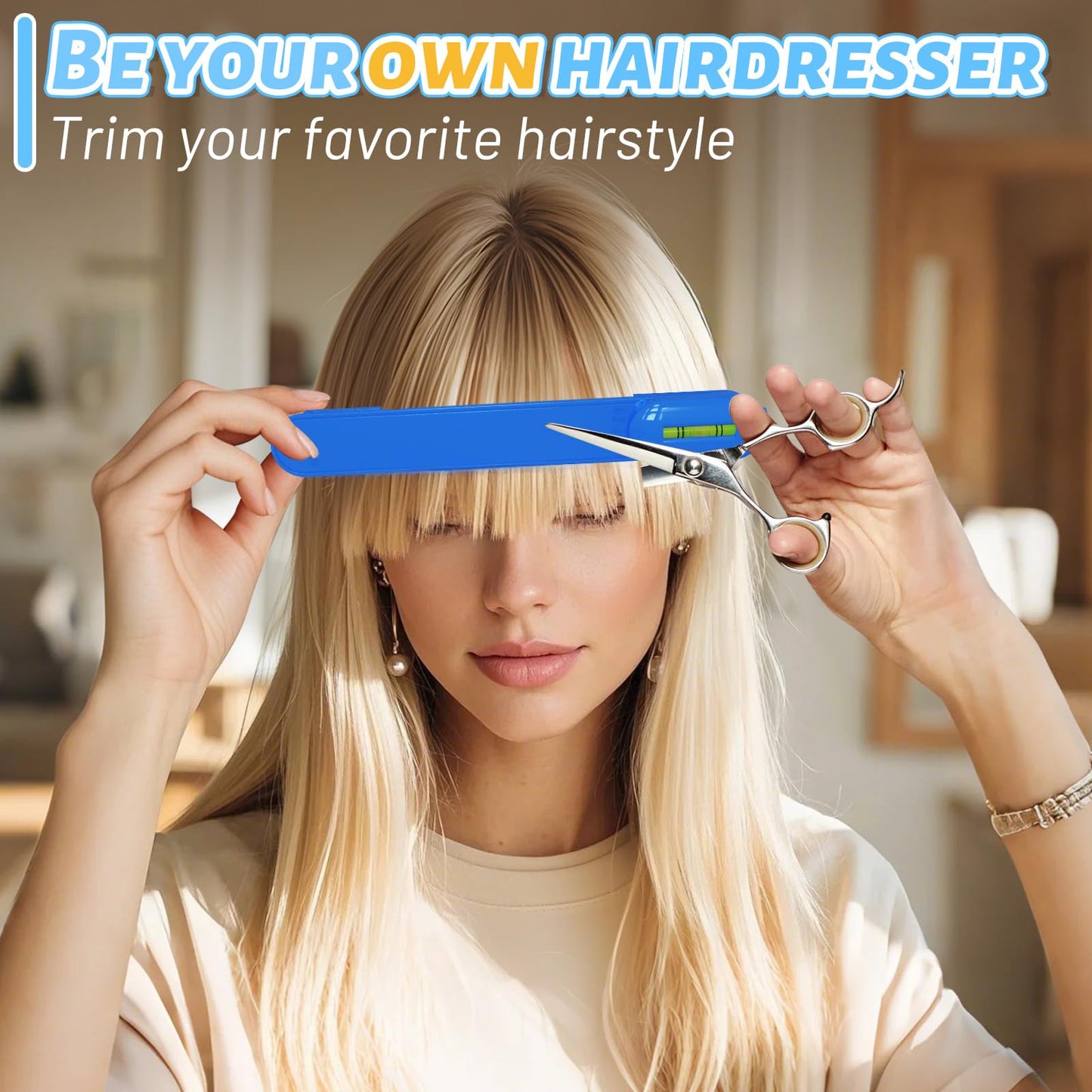 Hair Cutting Tool, DIY Layering and Trimming Kit with Clips, Guide for Bangs, Layers, Split Ends