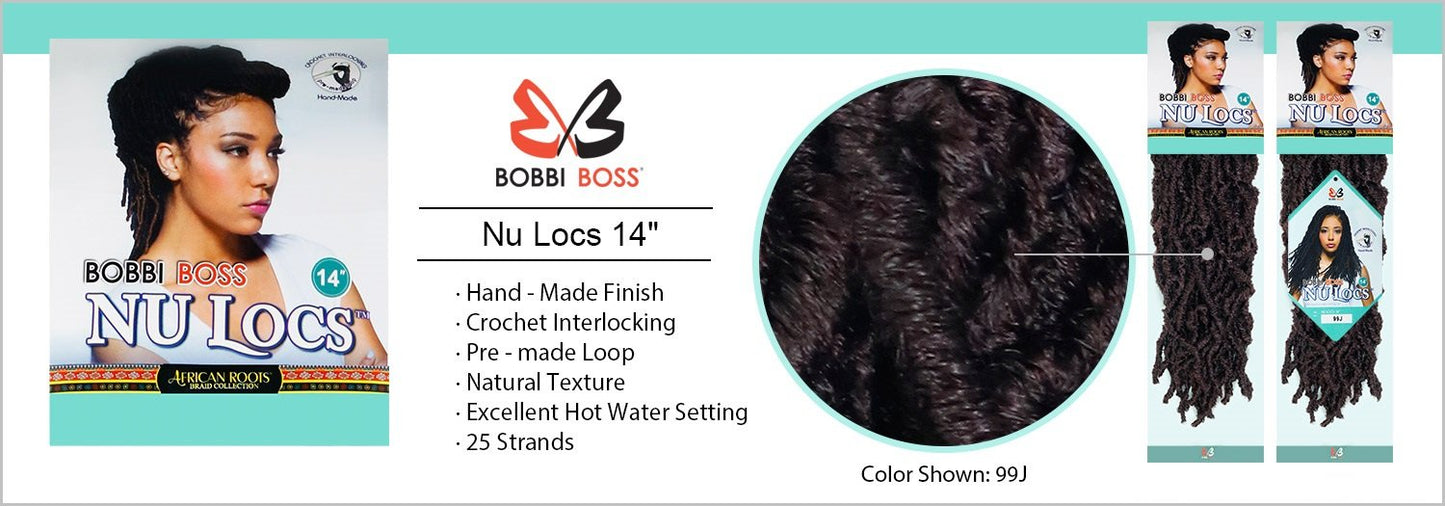 Bobbi Boss Synthetic Hair Crochet Braids African Roots Braid Collection Nu Locs 14" (4-PACK, BUG)