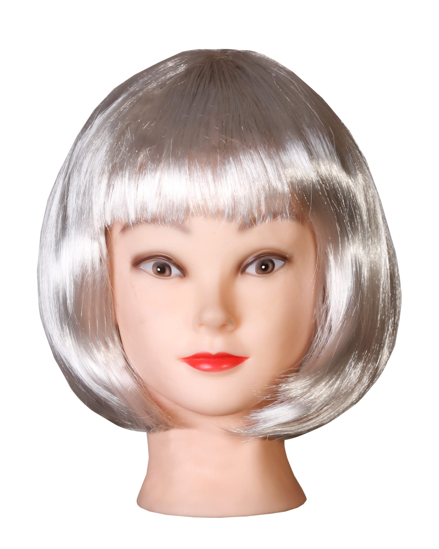 Matissa Short Straight 10" Bob Wig with Bangs Synthetic Fancy Dress Costume Halloween Party (Silver/Grey)