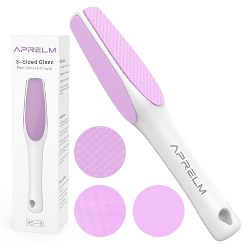 APRELM 3-Sided Nano Glass Foot File, 3-in-1 Coarse/Medium/Fine Foot Callus Remover, Professional Callus Remover for Feet Hard Skin Smooth Polishing (Pink)