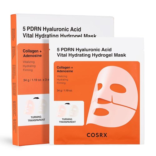 COSRX 5 PDRN Hyaluronic Acid Hydrogel Mask - Overnight Hydration & Firming for Glass Glow Skin | 34g x 3ea
