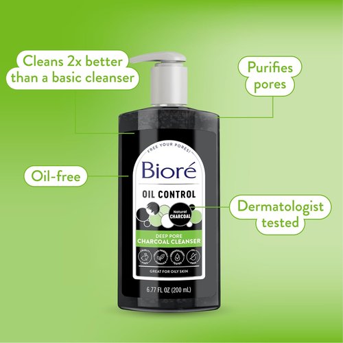 Biore Deep Pore Charcoal Face Wash - Daily Cleanser for Oily Skin | 6.77 Oz, Pack of 12