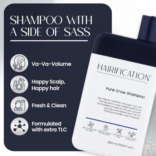 Pure Grow Shampoo - Lightweight Daily Cleanser for Fine Thinning Hair | Refreshing Scalp & Volume Boost - 300ml