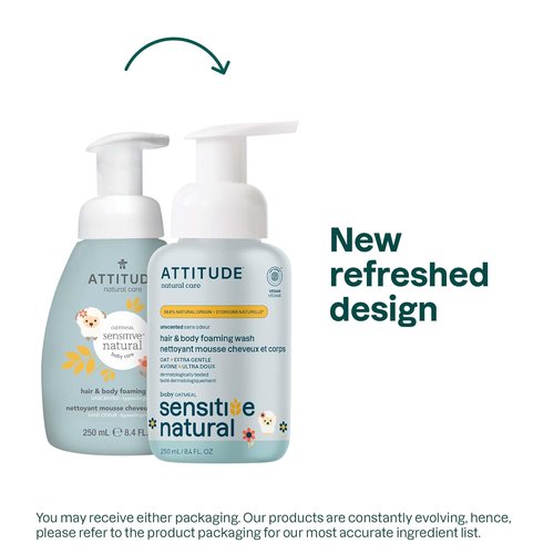 ATTITUDE 2-in-1 Baby Shampoo & Body Wash - EWG Verified, Unscented, Vegan & Plant-Based, 8.4 Fl Oz