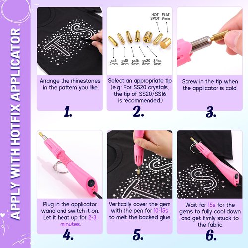 1500Pcs Hotfix Rhinestones for Clothing, Clear SS20 Iron On Flatback Glass Gems, Bedazzler Crystals Rhinestones for Crafting Clothes Hats Shoes Fabric Bedazzling Decor Nail Art