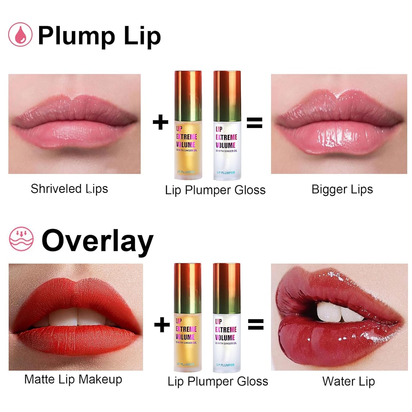 Skiennix Lip Plumper Set - Extreme Plumping Lip Gloss for Thicker, Fuller Lips - Moisturizing Formula