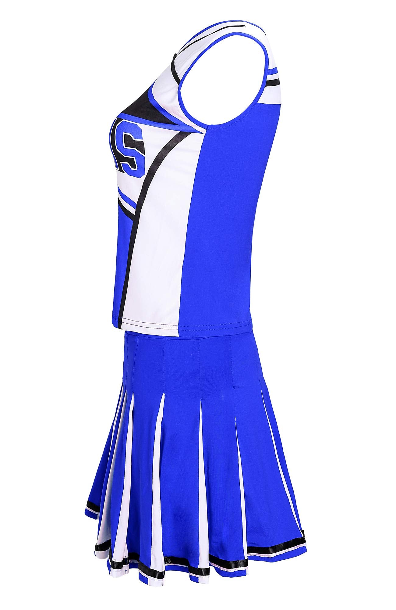 Makroyl Womens Cheerleader Costume Uniform Halloween Fancy Dress Cosplay Costume (Blue, US 4-6)