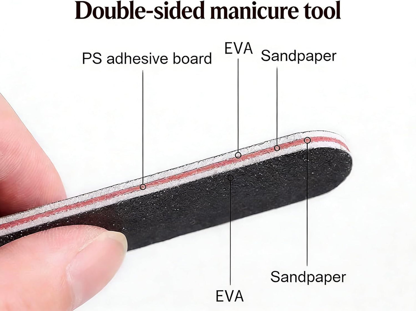 Skiennix Professional Nail File Set - 12 Double-Sided 100/180 Grit Emery Boards for Manicure & Pedicure