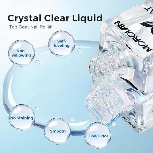 Morovan Nail Strengthener - 3-in-1 Base Coat & Top Coat for Quick Drying, Clear Finish, Long-Lasting Shine