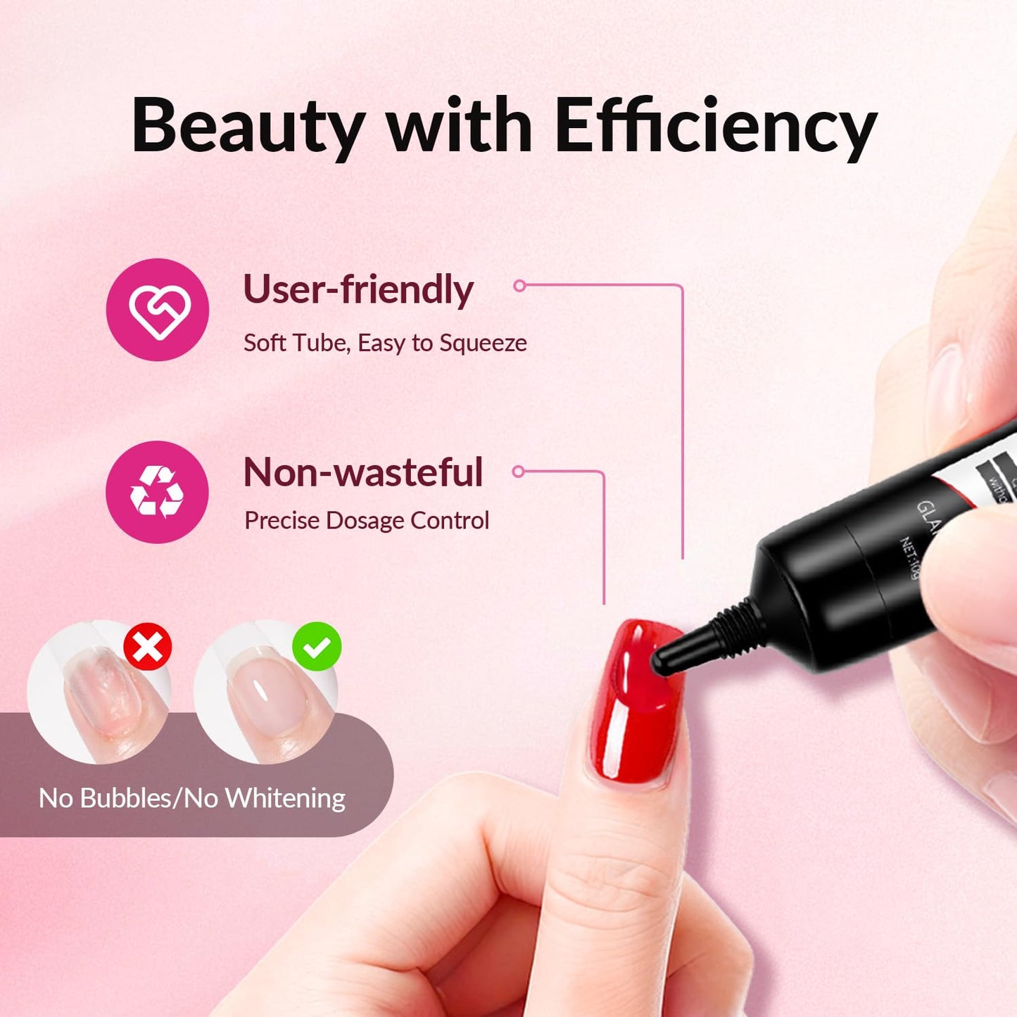 Skiennix Quick Dry Nail Glue Gel - Super Strong, Long Lasting Formula | 10g with 10ml Remover