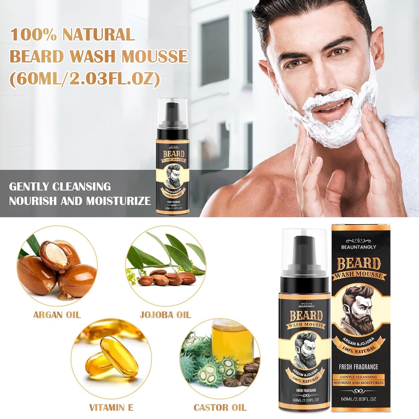 Skiennix Beard Growth Kit - Complete Grooming Set with Oil, Conditioner, Roller & Accessories