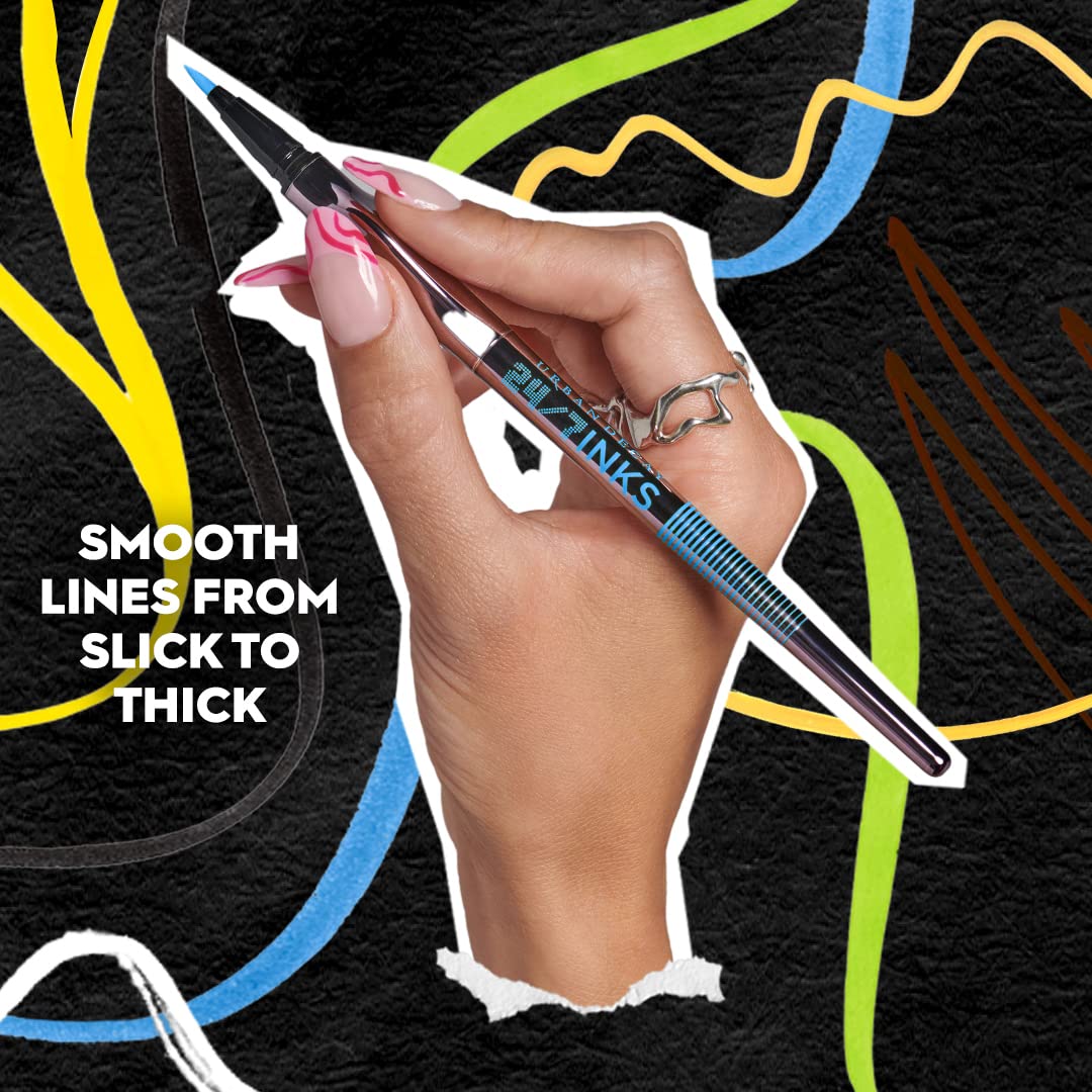 Urban Decay 24/7 Inks Liquid Eyeliner Pen, Water-Resistant, Smudge-Resistant, Fine Tip Graphic Liner, Ergonomic Grip, All Day Wear, Bold Liquid Liner Colors in Matte & Shimmer Finishes - 0.01 fl oz
