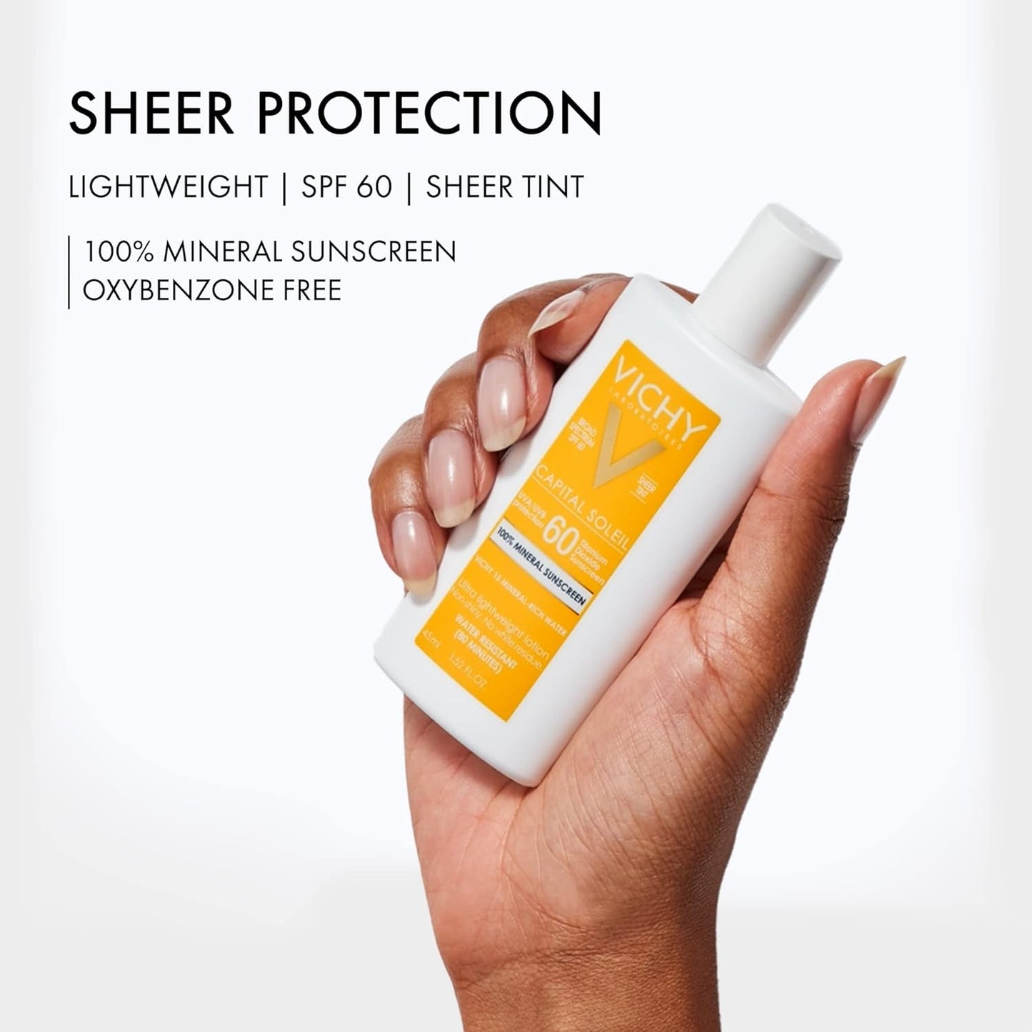 Vichy Capital Soleil Tinted Mineral Sunscreen SPF 60 - Lightweight, Water-Resistant Face Protection, Travel Size