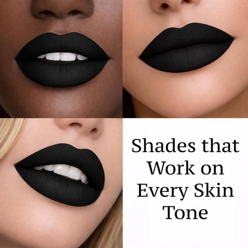 Mynena Jet Black Matte Liquid Lipstick - Long-Lasting, Waterproof, No Smudge Formula | All-Day Wear, Lightweight Comfort