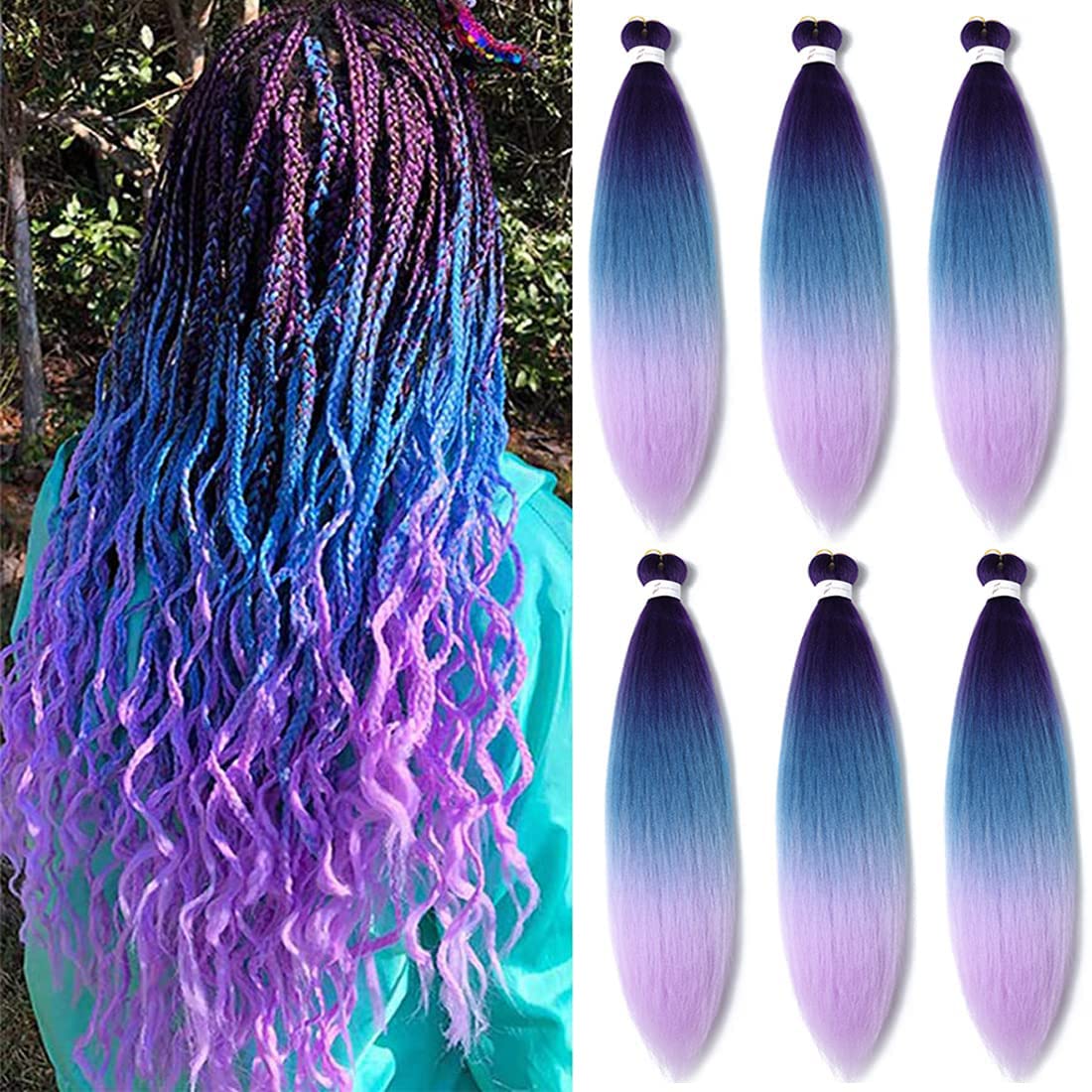 Pre Stretched Braiding Hair Extensions 26 Inch 6 Packs Braid Hair Prestretched Crochet Braids Hair Hot Water Setting High Temperature Synthetic Fiber Premium Yaki Texture(26inch,C26)